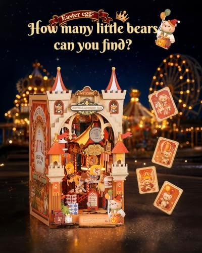 Rolife DIY Book Nook Kits for Adults- Fairytale Amusement Park- 3D Wooden Puzzle Booknook for Bookshelf Decor, Creative DIY Miniature Dollhouse Kits, DIY Crafts/Gifts for Adults, Teens & Book Lovers - Image 3
