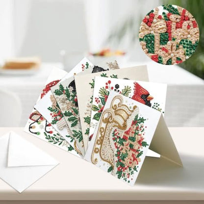 Artiphile DIY Pearl Art Painting Greeting Card Set Crafts Decor 6-Piece Foldable Cards Kit with Envelopes and Tools for Holiday Wishes Adult Crafting Project-Christmas - Image 2