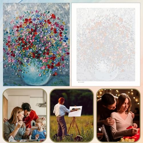 5DDIYART Flower Paint by Numbers for Adults Beginner, Paint by Number Kits on Canvas, Paint by Easy Acrylic Painting Home Wall Decor 16x20inch - Image 6