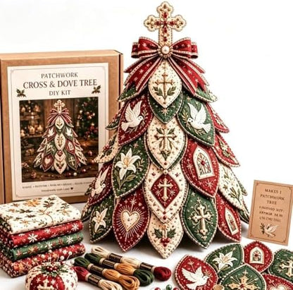 Beginner-Friendly Tree of Faith 3D Quilted Christmas Tree Sewing Kit, DIY Christmas Craft Kit with Fabric & Embroidery Details, Religious Holiday Decor for Adults Handmade Christmas Decoration，#H by Unknown