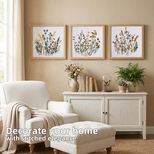 Herdiese Embroidery Kit for Beginners & Adults, 3PCS Floral Patterns. - Image 5