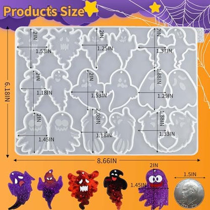 Halloween Resin Earring Molds with Holes, 9 Pair Ghost Earring Mold - Image 4