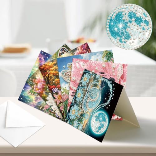 Artiphile DIY Pearl Art Painting Greeting Card Set Crafts Decor 6-Piece Foldable Cards Kit with Envelopes and Tools for Holiday Wishes Adult Crafting Project-Insect - Image 2