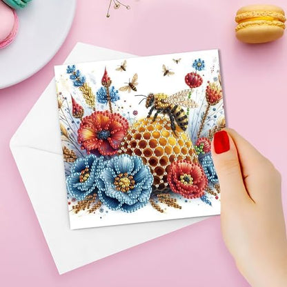 MaiYiYi 6 Pack DIY Bee Diamond Art Painting Greeting Cards - Image 6