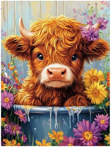 Highland Cow Paint by Numbers Kit for Adults, 16x20 inch by MANDUN
