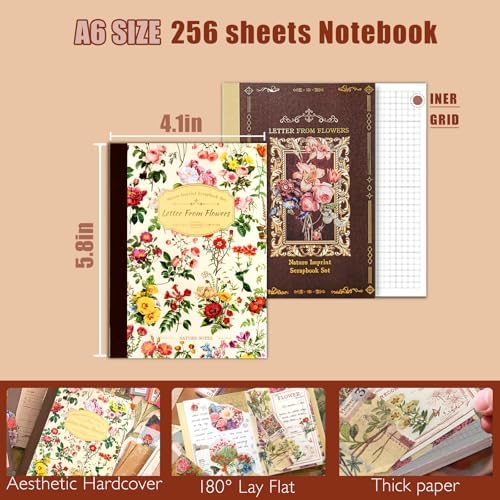Scrapbooking Supplies Kit, A6 Grid Notebook, Vintage Junk Journaling Kit - Image 4