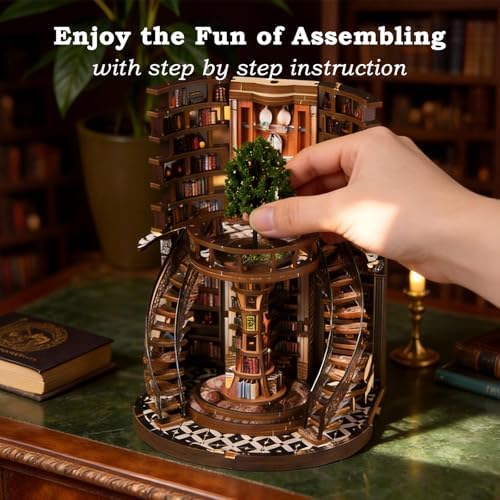 Book Nook Kit for Adults Booknook DIY Miniature Library Decor Fantasy 3D Puzzle - Image 4