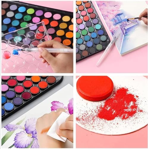 GETHPEN 48 Colors Watercolor Paint Set with 4 Brushes Pen, Travel Design - Image 6