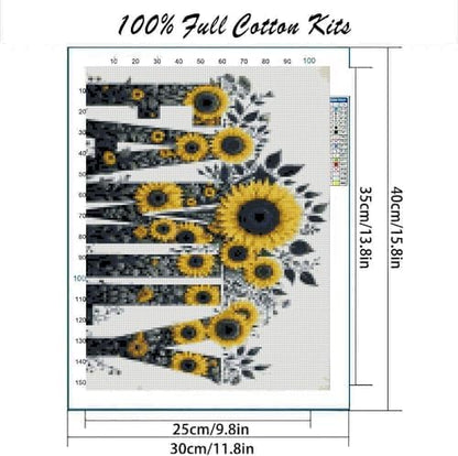 MYBISYMQQ Family Stamping Cross Stitch Kit, Flowers Counting Cross Stitch Kit for Adult Beginners, Full Line DIY Cross Stitch Stitching Kit for Home Decor Cross Stitch Patterns 15.7x11.8 inches - Image 2
