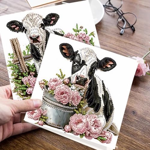 JISHSHAY 6 PCS Cattle Diamond Painting Greeting Cards Cow Diamond Art Birthday Cards with Envelopes Animal Gem Art Mosaic Kits for Adults, for Anniversary Valentine Thank You Graduation All-Occasion - Image 7