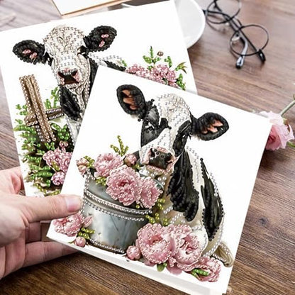 JISHSHAY 6 PCS Cattle Diamond Painting Greeting Cards Cow Diamond Art Birthday Cards with Envelopes Animal Gem Art Mosaic Kits for Adults, for Anniversary Valentine Thank You Graduation All-Occasion - Image 7