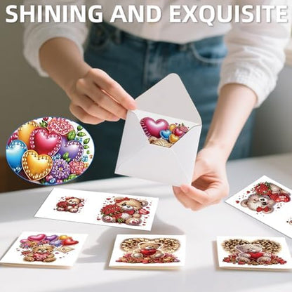 12Pcs Diamond Art Greeting Cards Kit with Envelopes Valentine - Image 6
