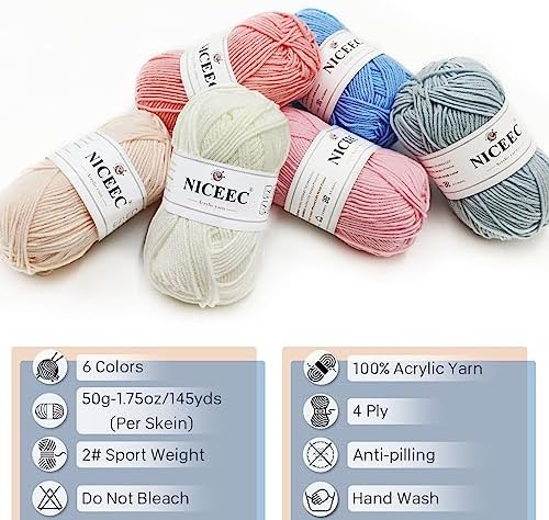 NICEEC 300g Soft Assorted Colors Yarn 100% Acrylic 870yds -Series 13 - Image 4