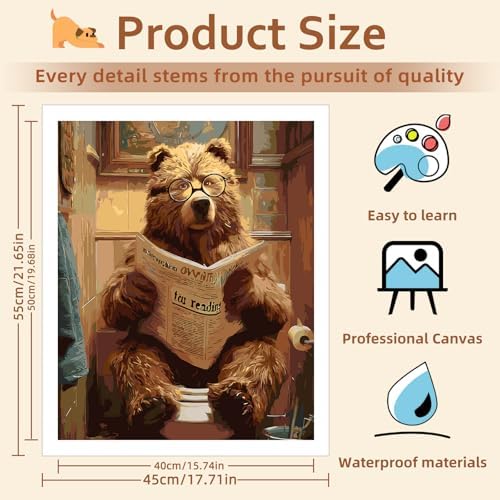 Reivworl Bear Paint by Numbers Kit for Adults Beginner 16×20 inch - Image 4