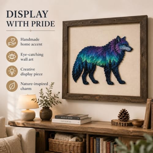 Northern Lights Animal Embroidery Kit DIY Fabric Patchwork Craft Set (WOLF) - Image 3