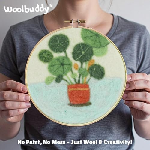 Woolbuddy Wool Painting Felting Hoop Kit (Potted Serenity) for Beginners - Image 4