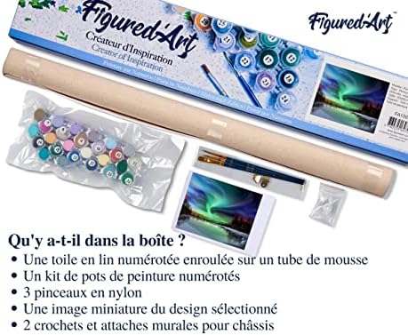 Figured'Art Paint by Numbers Kit for Adults Aurora Borealis and Lake 16"x20" - Craft Art Painting DIY Kit Rolled Canvas Without Frame - Image 5