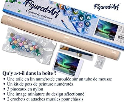 Figured'Art Paint by Numbers Kit for Adults Aurora Borealis and Lake 16"x20" - Craft Art Painting DIY Kit Rolled Canvas Without Frame - Image 5