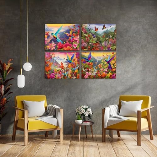 DOTSOPS 4 Pcs Hummingbird Diamond Painting Kits for Adults Round Full Drill - Image 6