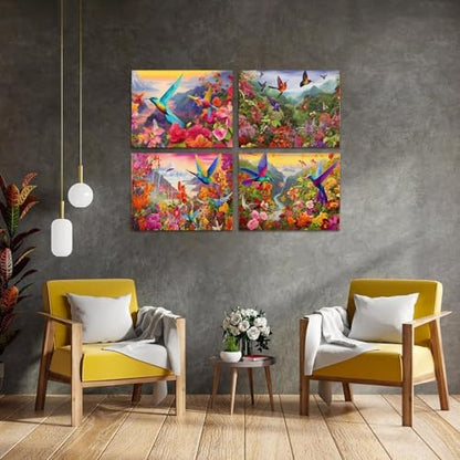 DOTSOPS 4 Pcs Hummingbird Diamond Painting Kits for Adults Round Full Drill - Image 6