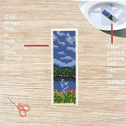 FREEBLOSS 6 Set Cross Stitch Bookmark Kit Scenery Pattern 8''x2.4'' 11CT - Image 3