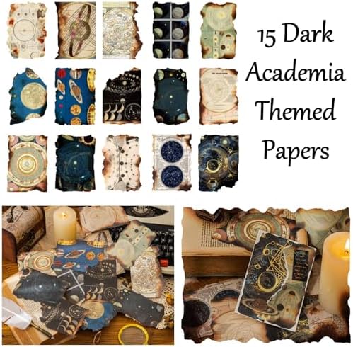 Vintage Aesthetic Scrapbook Supplies Kit with Scrapbook Paper, Stickers for Scrapbooking, DIY Albums, Junk Journals, Bullet Journals, Celestial Universe Planets Space Collage Decor (Dark4 125 Pcs) - Image 4