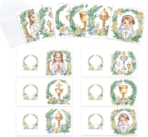 MVVMTOP 6pcs Diamond Art Painting Greeting Card, Nun DIY Cross Diamond Art Greeting Card for Blessing and Wishe Special Shaped Diamond Arts Crafts for Birthday Thanksgiving Day by MVVMTOP