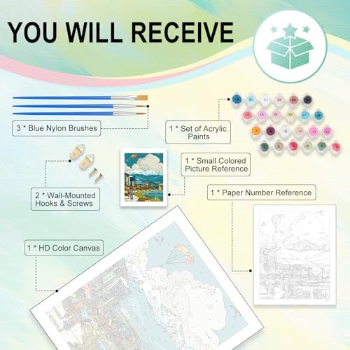 Paint by Numbers Kit for Adults, Mountain Lake DIY Painting Kit, 16x20 Inch - Image 4