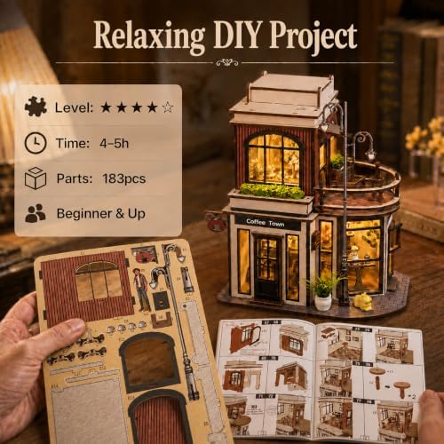 DIY Coffee Shop Book Nook Kit for Adults with LED Lights - Image 5