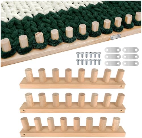 Violetfox 48" Chunky Blanket Loom Kit, Adjustable Knit Loom Yarn Loom for Adults, Wooden Hand Knitting Loom for Throw Blankets, Beginner-Friendly Yarn Craft Weaving Tools for Home DIY (48 in) by Violetfoxforwoodworkingtool