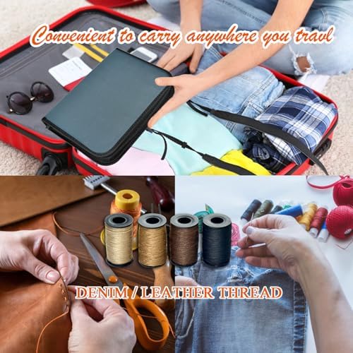 Sewing Kit with Case Portable Sewing Supplies for Home Traveler, Adults, Beginner, Emergency, Contains 60 Sewing Thread, Scissors, Needles, Measure etc（Dark Blue Green，XL) - Image 6