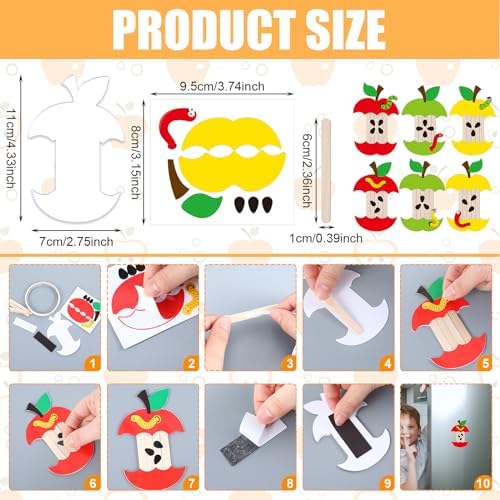 Briwooody 30 Set Apple Core Magnet Craft Kit DIY Apple Core Stick Magnet Make Your Own Craft Kit Arts and Crafts Project for Classroom Fall Party Fun Home Activities - Image 2