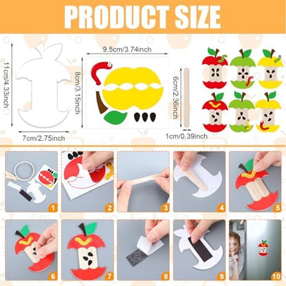 Briwooody 30 Set Apple Core Magnet Craft Kit DIY Apple Core Stick Magnet Make Your Own Craft Kit Arts and Crafts Project for Classroom Fall Party Fun Home Activities - Image 2