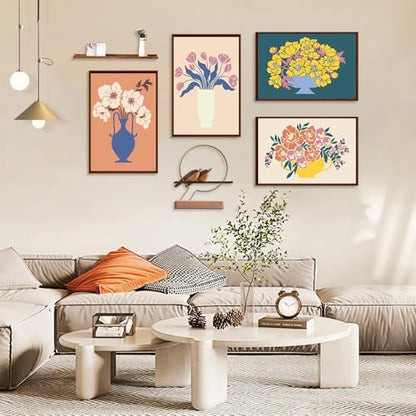 4 Pack Paint by Numbers Kit for Adults with Frame, Flowers & Floral Vase - Image 4