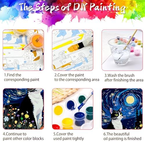 ZTOTZ Paint by Numbers Kit for Adults Cats, Paint by Number Animals,Black cat Paint-by-Number Kits for Adult Gift Home Decor(Black cat 16x20in) - Image 6
