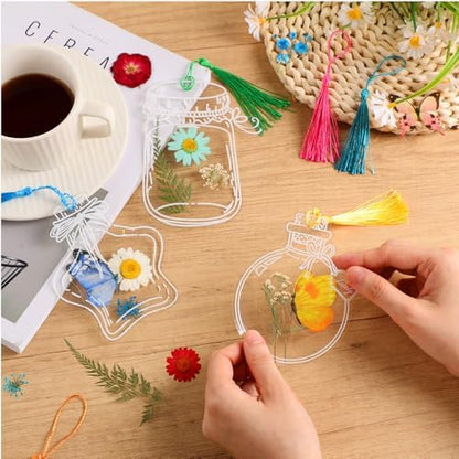 TaoBary 152 Pcs Dried Flower Bookmark Set DIY with Tassels, Rainbow Color - Image 6