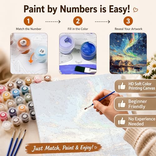 AUKELHJ Paint by Numbers Kit for Adults Beginner, Aurora, 16X20 Inch - Image 5