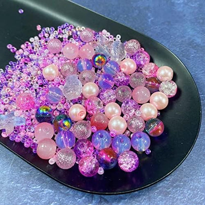 Assorted Glass Resin Beads Multi Size Colors Smooth Cracked Gravel Millet Spacer Beads for Bracelets Necklace Earring DIY Jewelry Making Craft(Sakura Pink Series) - Image 4
