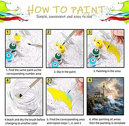 koemhxb Large Paint by Number for Adults(24x16 inch),Lighthouse Paint by Numbers Kits for Adults Beginner,Lighthouse Painting by Numbers for Home Wall Decor - Image 6