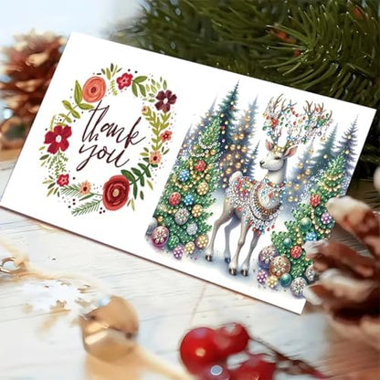 6 Pcs Christmas Elk DIY Diamond Art Painting Greeting Cards Kit, 5D Holiday Diamond Cards Making Set for Adults, Handmade Xmas Gift for Friends Family - Image 6