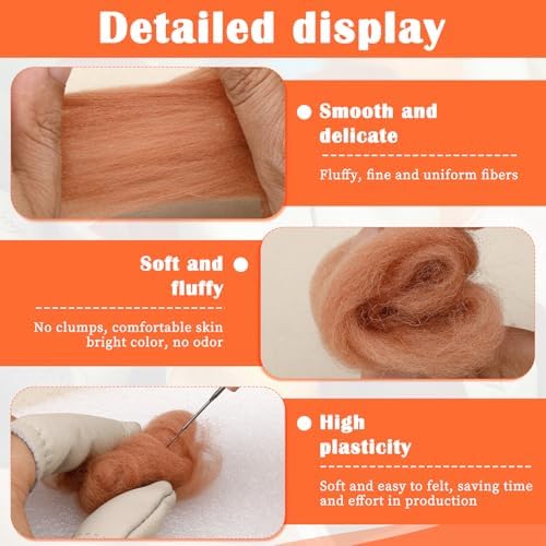 Mayboos 1.76oz Oak Brown Natural Wool Roving, Needle Felting Wool - Image 3