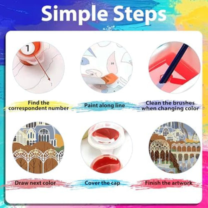 xcemhil Paint by Numbers Kits for Adults Landscape, Paint by Numbers for Adults, Paint by Number Kits for Gifts and Home Wall Decor 16x20 Inch - Image 7