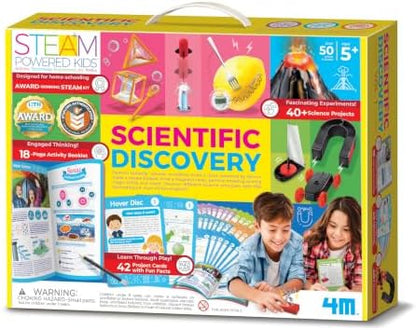 4M Scientific Discovery Kit for Kids Ages 8-12 – Over 50 STEM Experiments in Physics, Chemistry, Magnetism & Bubble Science, Build a Lemon Clock, Volcano, Magnetic Racer, Hover Disc, Educational Gift by 4M