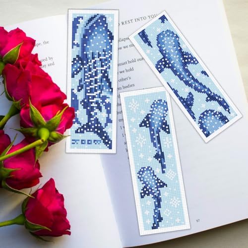 ORIGACH 6 Set Whale Shark Cross Stitch Bookmark Kit for Beginner - Image 6