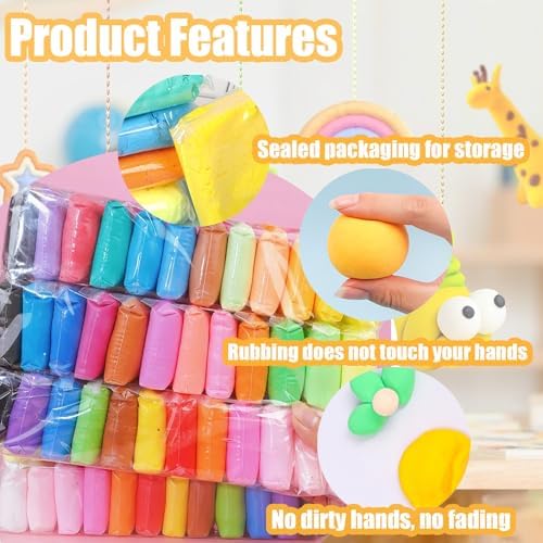 Adult Magic Foam DIY Molding Clay,Air Dry Clay Set 48 Colors Ultra Light Modeling Clay with 3 Tools 150 Accessories and 5 Display Balls Soft Non Sticky Safe DIY Craft for Sculpting Arts and GIF - Image 4