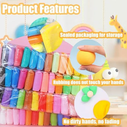 Adult Magic Foam DIY Molding Clay,Air Dry Clay Set 48 Colors Ultra Light Modeling Clay with 3 Tools 150 Accessories and 5 Display Balls Soft Non Sticky Safe DIY Craft for Sculpting Arts and GIF - Image 4