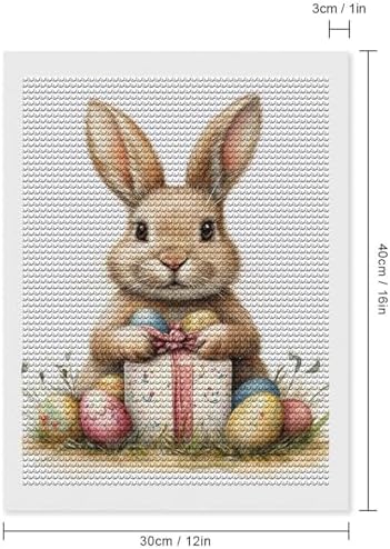 Cute Easter Bunny Diamond Drawing Art Kit for Adults Easter Egg and Gift Box DIY Diamond Art Painting for Beginners Full Drill Round Gem Art Painting for Crafts Home Wall Decor - Image 2