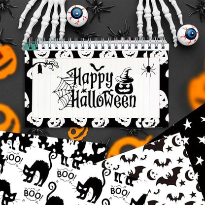 24 Sheets Halloween Pattern Paper Set, 11.8"x11.8" Scrapbooking Supplies Paper Spider Pumpkin Bat Skull Cat Witch Origami Paper - 12 Styles ﻿ - Image 5