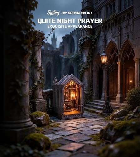 Spilay Book Nook Kit for Adults, Quite Night Prayer DIY Miniature House Kit - Image 3