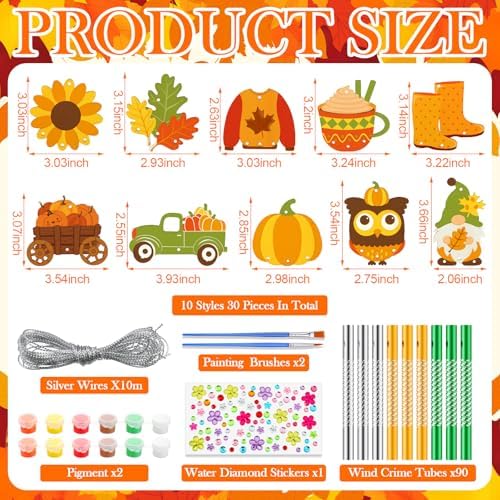 JellyArch Fall Harvest 30 Pack DIY Wind Chime Kit Art and Crafts - Image 3